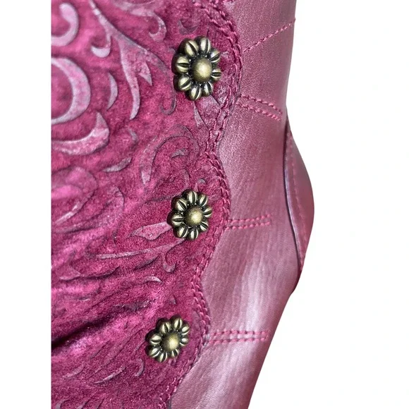 L'Artiste by Spring Step Burgundy Floral Embroidered Leather Boot 41-US 9.5-10 - Picture 6 of 10